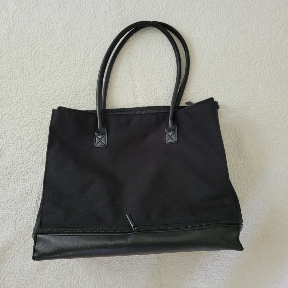 HOLT RENFREW Nylon Vintage Tote Bag/ Shoulder Bag, Medium, Black with Br…